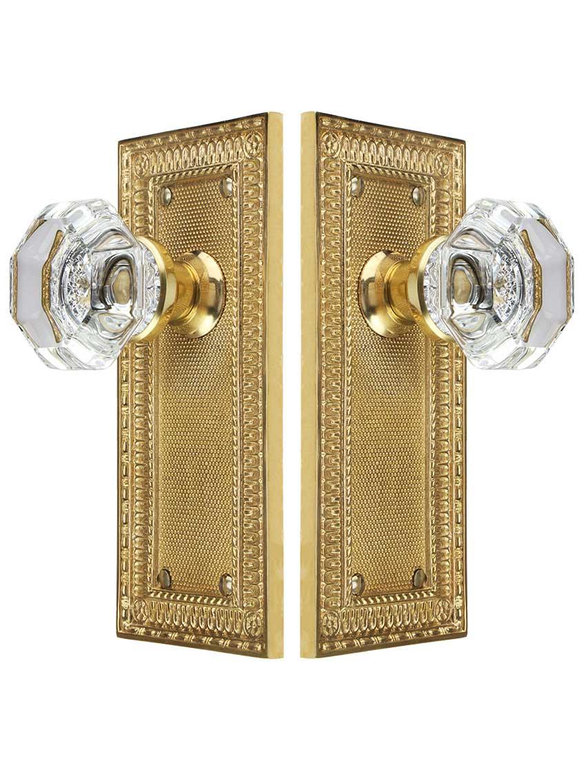 Alternate View of Pisano-Design Door Set with Octagonal Crystal Glass Door Knobs.