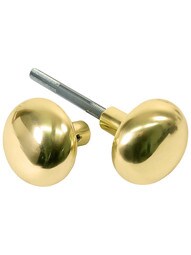 Pair of Classic Round Door Knobs In Solid Forged Brass