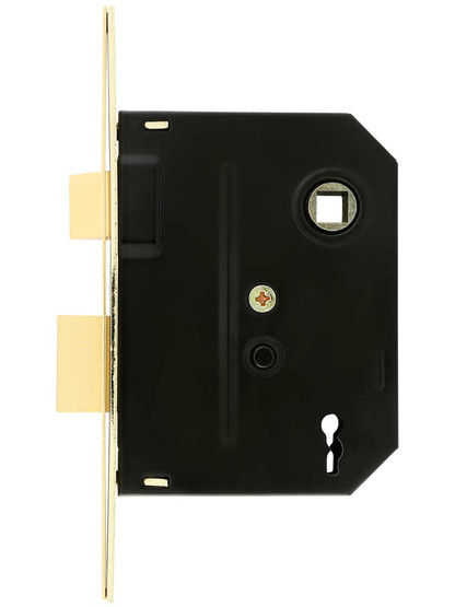 Standard Mortise Lock with Brass Face and Strike Plates - 2 1/4" Backset
