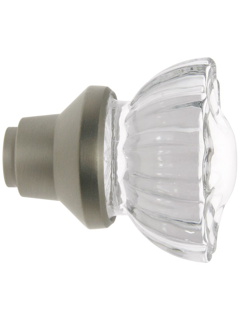 Alternate View 3 of Pair of Fluted Crystal Door Knobs With Solid Brass Base