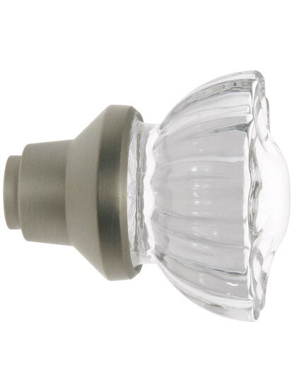 Alternate View 3 of Pair of Fluted Crystal Door Knobs With Solid Brass Base
