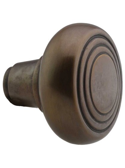 Alternate View 2 of Pair of Streamline Deco Door Knobs in Antique-by-Hand.