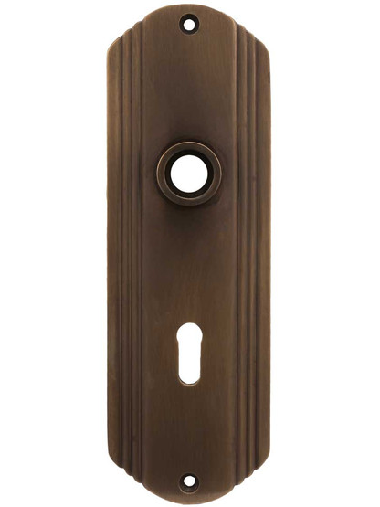 Streamline Deco Forged-Brass Back Plate with Keyhole in Antique-by-Hand.