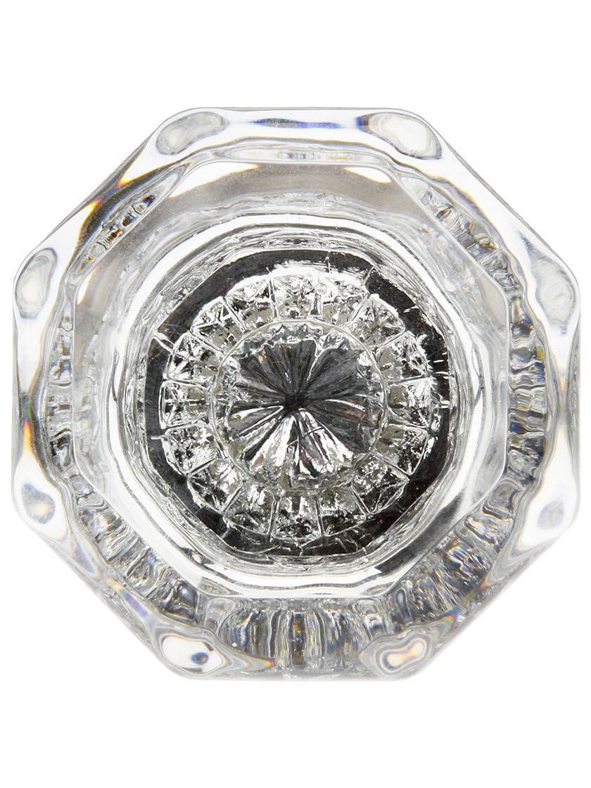 Alternate View of Pair of Octagonal Crystal Door Knobs With Solid Brass Base