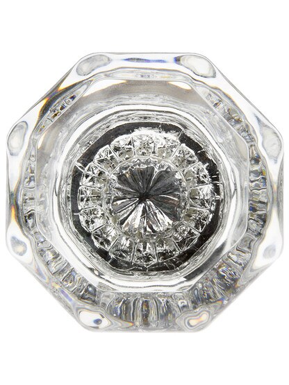 Alternate View of Pair of Octagonal Crystal Door Knobs With Solid Brass Base