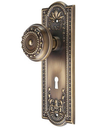 Meadows Design Mortise-Lock Set with Matching Knobs in Antique-By-Hand.