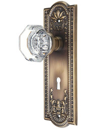 Meadows Design Mortise-Lock Set with Waldorf Crystal Knobs in Antique-By-Hand.