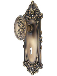 Largo Design Mortise-Lock Set with Decorative Oval Knobs in Antique-By-Hand