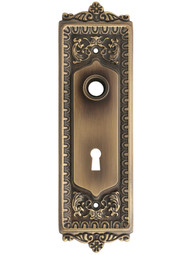 Egg and Dart Design Forged-Brass Back Plate with Keyhole in Antique-By-Hand.