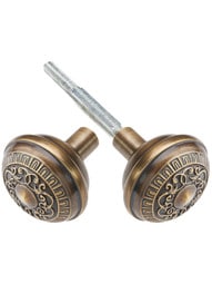 Egg and Dart Design Door Knobs in Antique-By-Hand - 1 Pair.