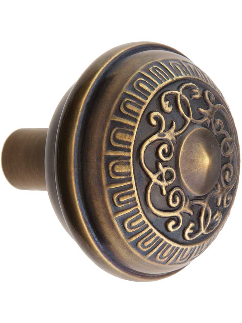 Alternate View 2 of Egg and Dart Design Door Knobs in Antique-By-Hand - 1 Pair.