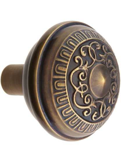 Alternate View 2 of Egg and Dart Design Door Knobs in Antique-By-Hand - 1 Pair.