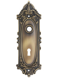 Largo Pattern Forged Brass Back Plate with Keyhole in Antique-By-Hand