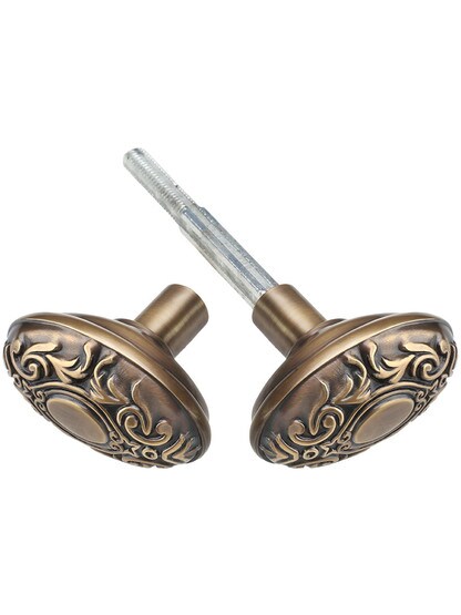 Oval Victorian Door Knobs in Antique-By-Hand - 1 Pair.