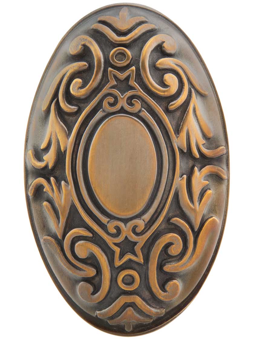 Alternate View of Oval Victorian Door Knobs in Antique-By-Hand - 1 Pair.