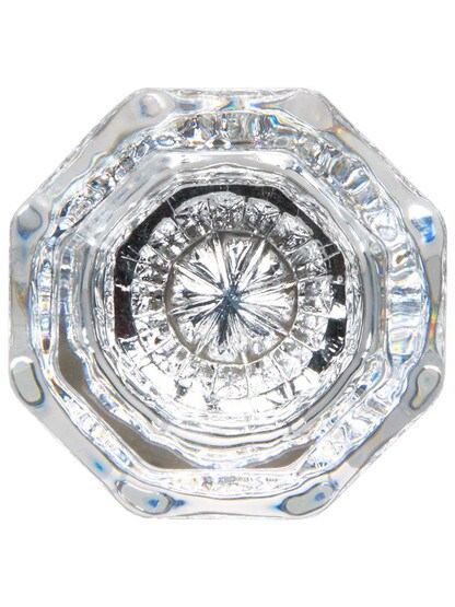 Alternate View of Octagonal Crystal Door Knobs in Antique-By-Hand - 1 Pair.