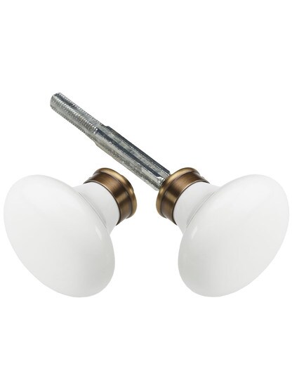 White Porcelain Door Knobs in Antique-By-Hand - 1 Pair.