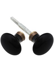 Black Porcelain Door Knobs in Antique-By-Hand - 1 Pair