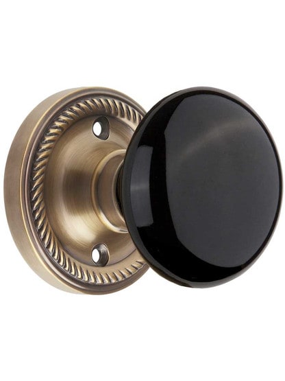 Alternate View 4 of Black Porcelain Door Knobs in Antique-By-Hand - 1 Pair.