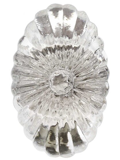 Alternate View of Oval Fluted Crystal Door Knobs in Antique-By-Hand - 1 Pair.