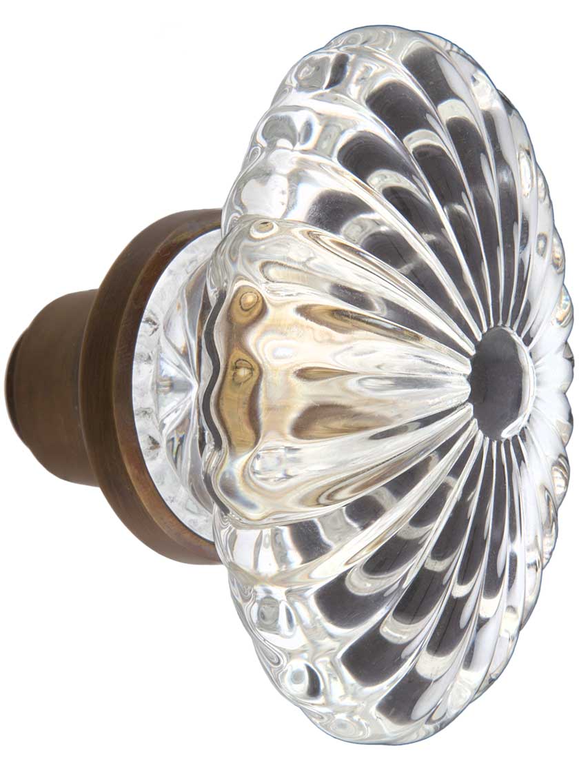 Oval Fluted Crystal Door Knobs in AntiqueByHand 1 Pair House of Antique Hardware