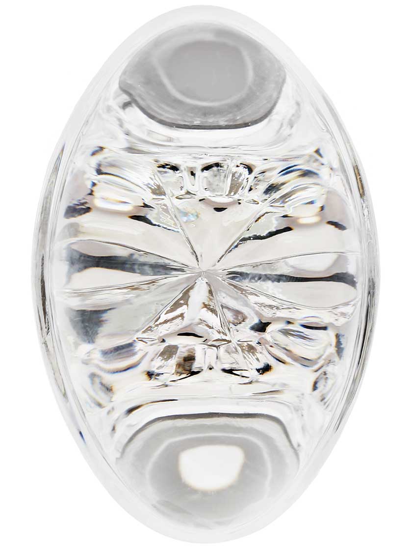 Alternate View of Oval Clear Crystal Door Knobs in Antique-By-Hand - 1 Pair.