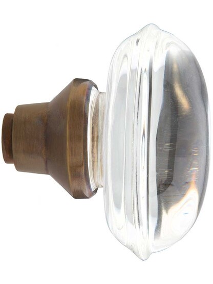 Alternate View 3 of Oval Clear Crystal Door Knobs in Antique-By-Hand - 1 Pair.