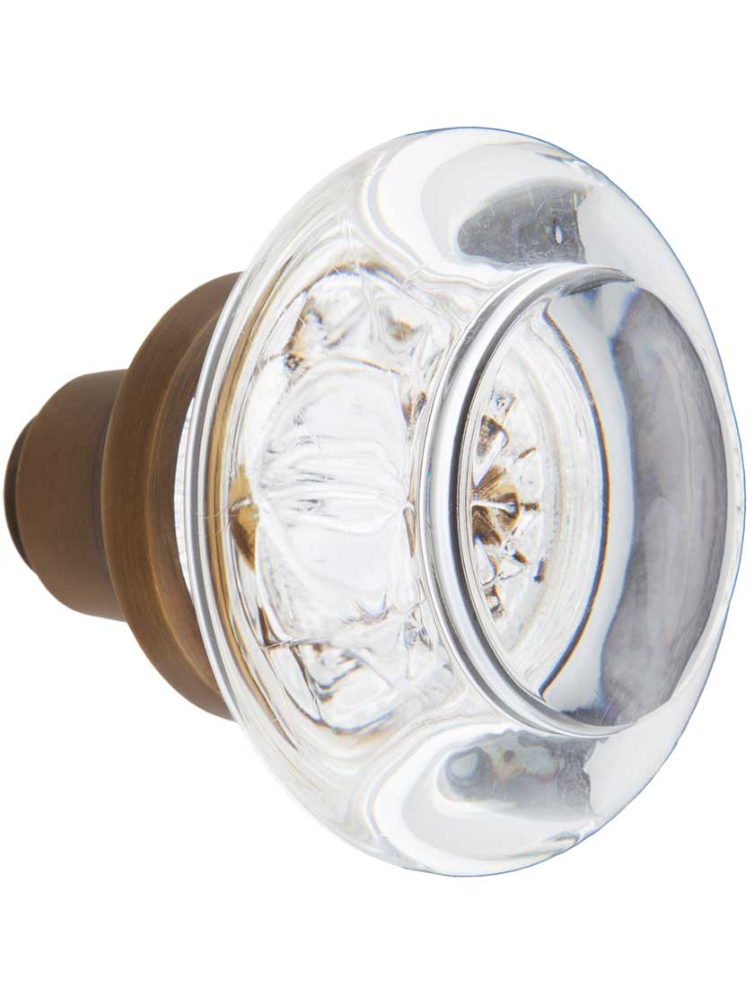Alternate View 2 of Round Clear Crystal Door Knobs in Antique-By-Hand - 1 Pair.