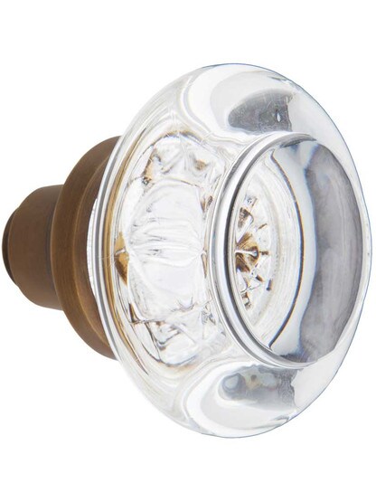 Alternate View 2 of Round Clear Crystal Door Knobs in Antique-By-Hand - 1 Pair.