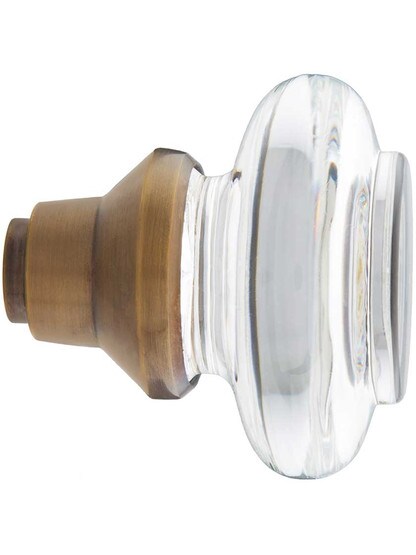 Alternate View 3 of Round Clear Crystal Door Knobs in Antique-By-Hand - 1 Pair.