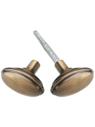Banded Oval Door Knobs in Antique-By-Hand - 1 Pair.