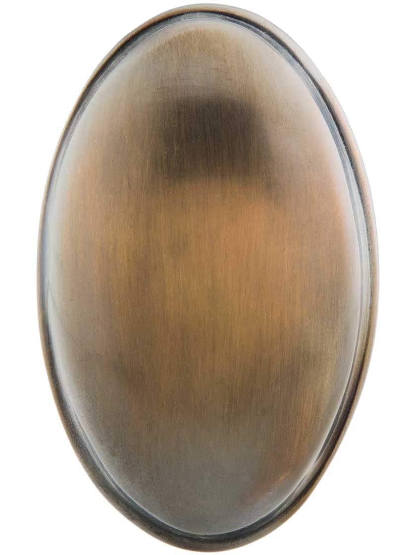 Alternate View of Banded Oval Door Knobs in Antique-By-Hand - 1 Pair.