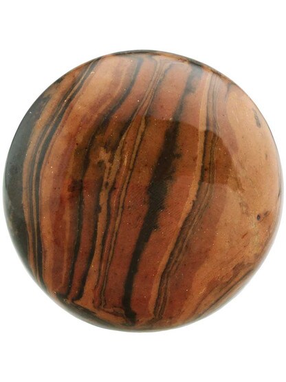Alternate View of Pair of Bennington-Style Rim Lock Knobs with Black Iron Shanks - 1 3/4 inch Diameter.