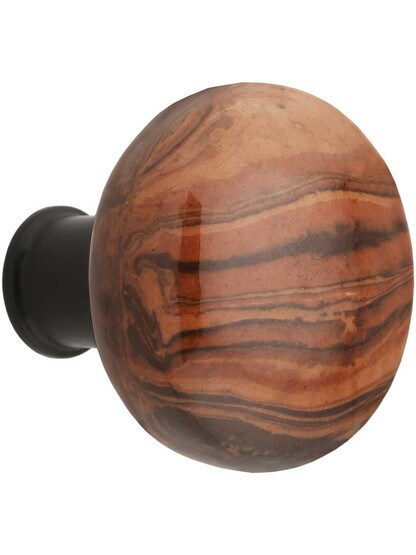 Alternate View 2 of Pair of Bennington-Style Rim Lock Knobs with Black Iron Shanks - 1 3/4 inch Diameter.