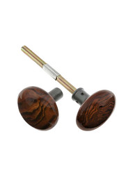 Pair of Bennington Style Rim Lock Knobs With Solid Iron Shanks In Antique Iron.
