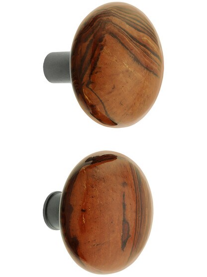 Alternate View 2 of Pair of Bennington Style Rim Lock Knobs With Solid Iron Shanks In Antique Iron.