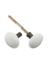 Pair of White Porcelain Rim Lock Knobs With Antique Iron Shanks