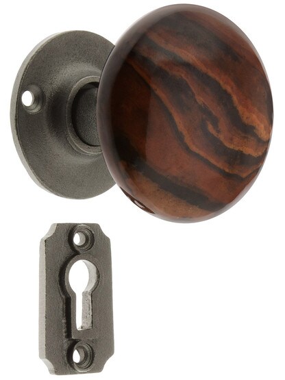 Alternate View 4 of Pair of Bennington Style Door Knobs With Iron Shanks In Antique Iron.