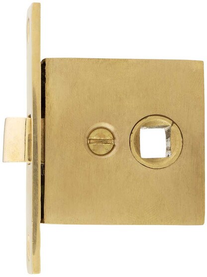 Alternate View of Small Solid-Brass Mortise Latch in Polished Brass.