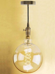 Nostalgic Swag Pendant with Round Spiral Medium-Base Jumbo Bulb - 60W