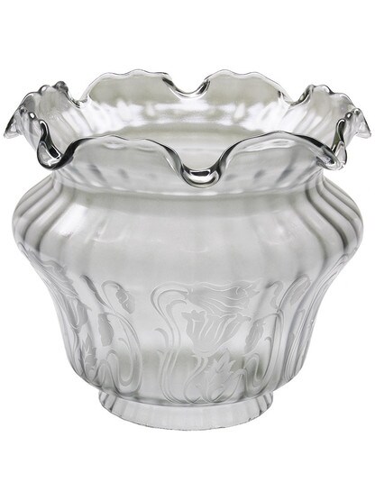 Vianne Blue-Grey Floral Glass Shade With 4 inch Fitter