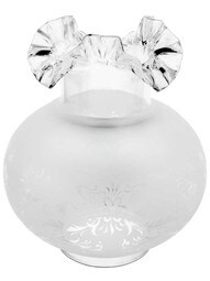 Vianne Round Satin Etched Gas-Light Shade with Ruffled Top and 4" Fitter