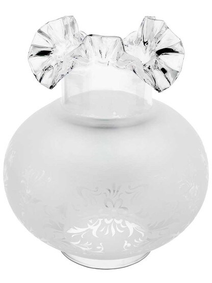 Vianne Round Satin-Etched Gas Light Shade with Ruffled Top and 4 inch Fitter.