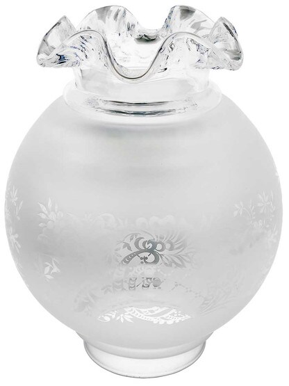 Vianne Satin-Etched Gas Light Shade with Ruffled Top and 4 inch Fitter.
