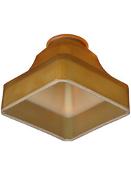 Amber-Etched Arts and Crafts Mission Style Shade with 2 1/4 inch Fitter.