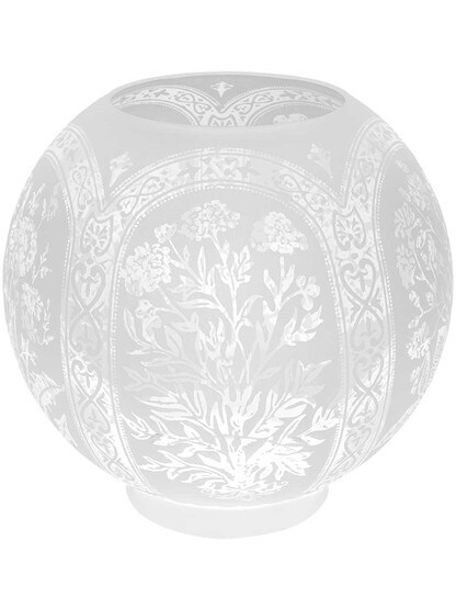 Etched Floral Ball Gas Light Shade - 4 Inch Fitter.