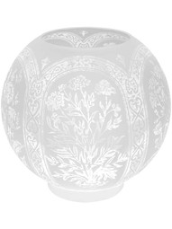 Etched Floral Ball Gas Light Shade - 4 Inch Fitter