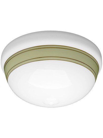 12 inch Schoolhouse Shade with Green Stripe - 6 inch Fitter