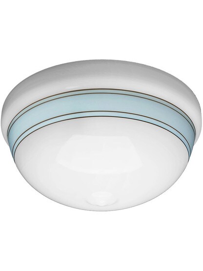 12 inch Schoolhouse Shade with Blue Stripe - 6 inch Fitter