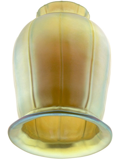 Iridescent Gold Art Glass Squash Shade with 2 1/4 inch Fitter.